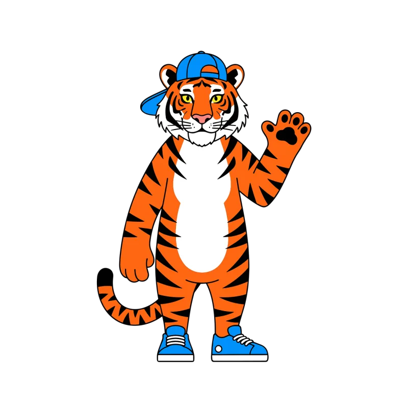 Tiger Cartoon Cap Stickdatei – Natur