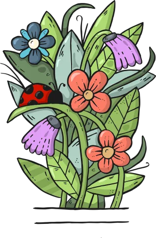 Bouquet Flowers Ladybug Stickdatei