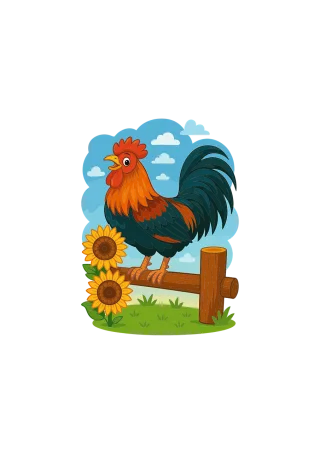 Ai generated Rooster Fence Stickdatei