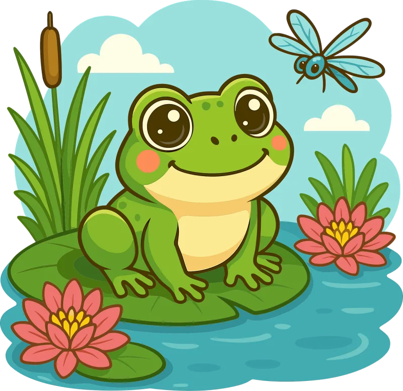 Ai generated Frog Pond Stickdatei – Blumen