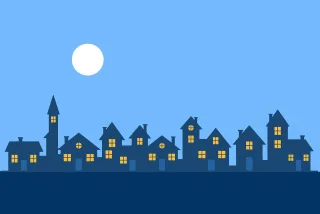 Village Town Night Stickdatei