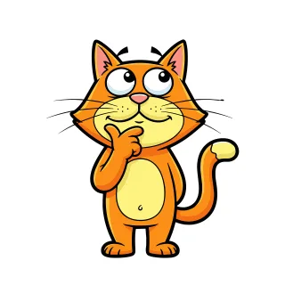 Cartoon cat Thinking pose Cute cat Stickdatei
