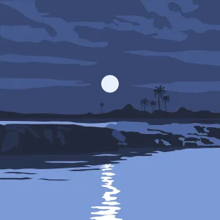 Moon Night Palms Stickdatei