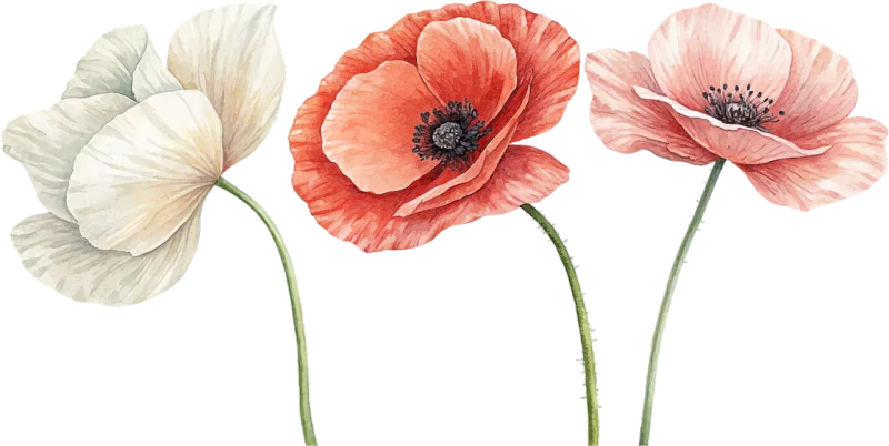 Watercolor Poppies Beautiful flowers Stickdatei – Blumen