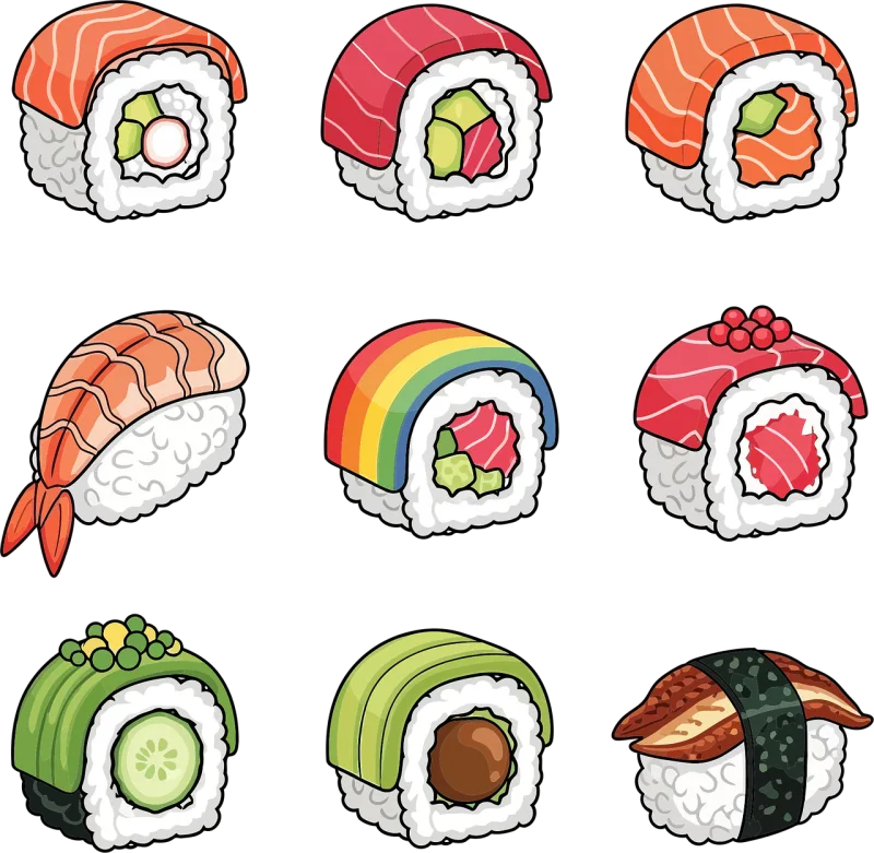 Sushi Japanese food Roll Stickdatei – Essen & Trinken