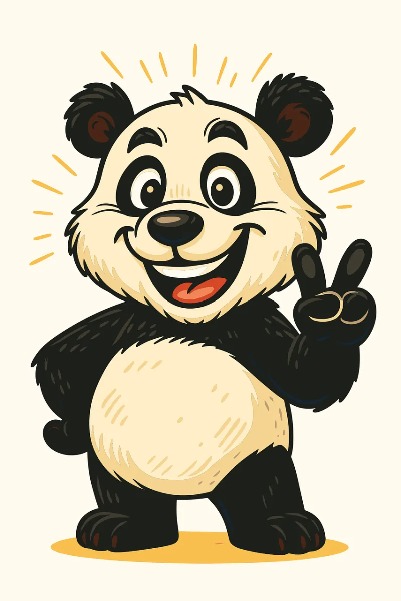 Cartoon panda Peace sign Cute animal Stickdatei – Tiere