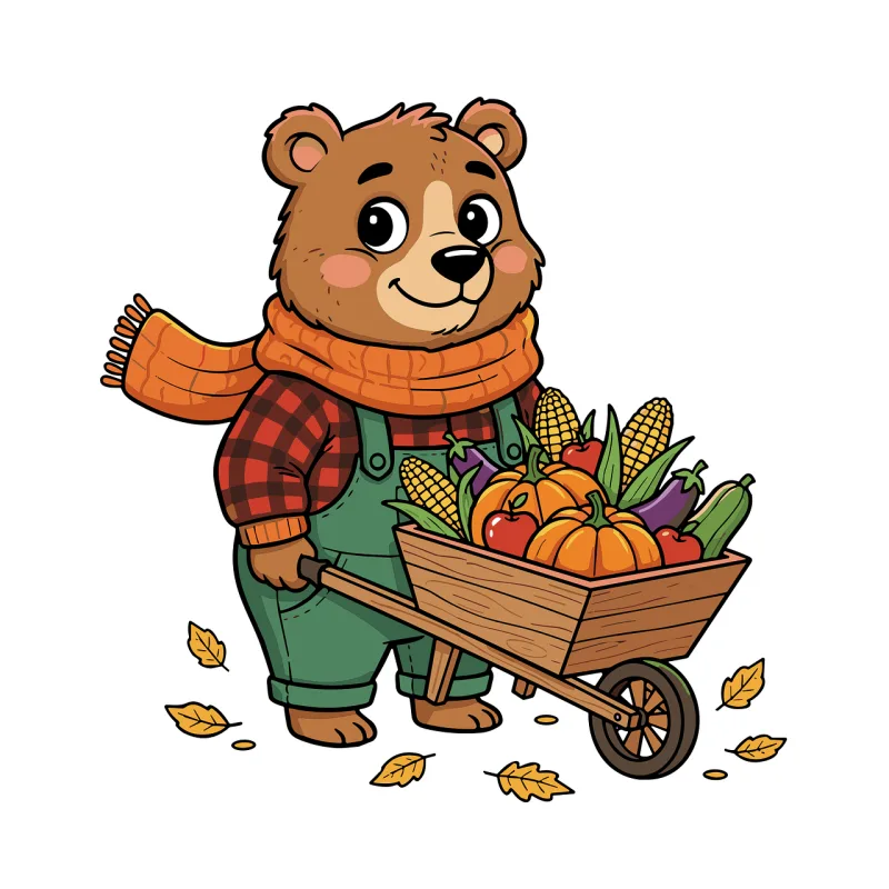 Bear Autumn Harvest Stickdatei – Tiere