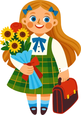 Schoolgirl illustration Cartoon characters Long blonde hair Stickdatei