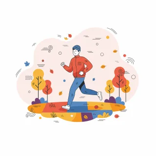 Jogging man Autumn park Running Stickdatei