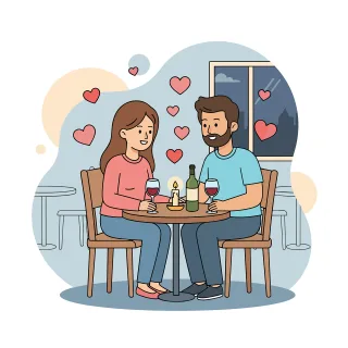 Romantic dinner Valentine's day Couple dining Stickdatei