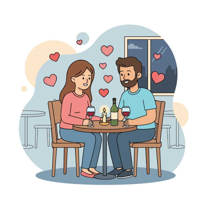 Romantic dinner Valentine's day Couple dining Stickdatei – Herzen & Liebe