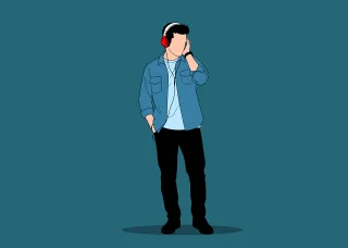 Music Headphones Listening Stickdatei