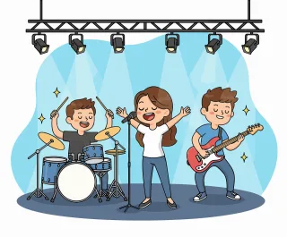 Cartoon band Kids concert Children singing Stickdatei