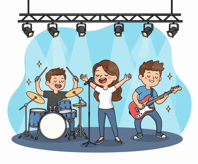 Cartoon band Kids concert Children singing Stickdatei – Musik