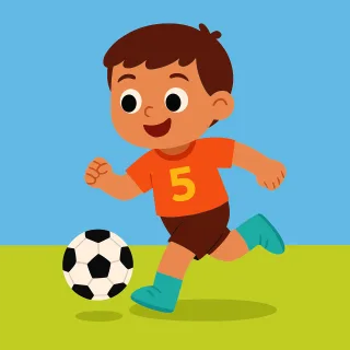Football Football kid Boy playing soccer Stickdatei