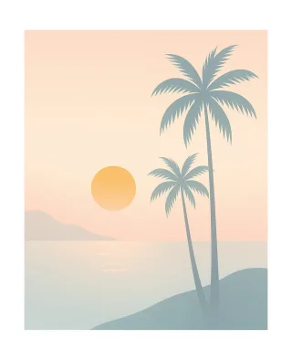 Sunset Beach Palm trees Stickdatei