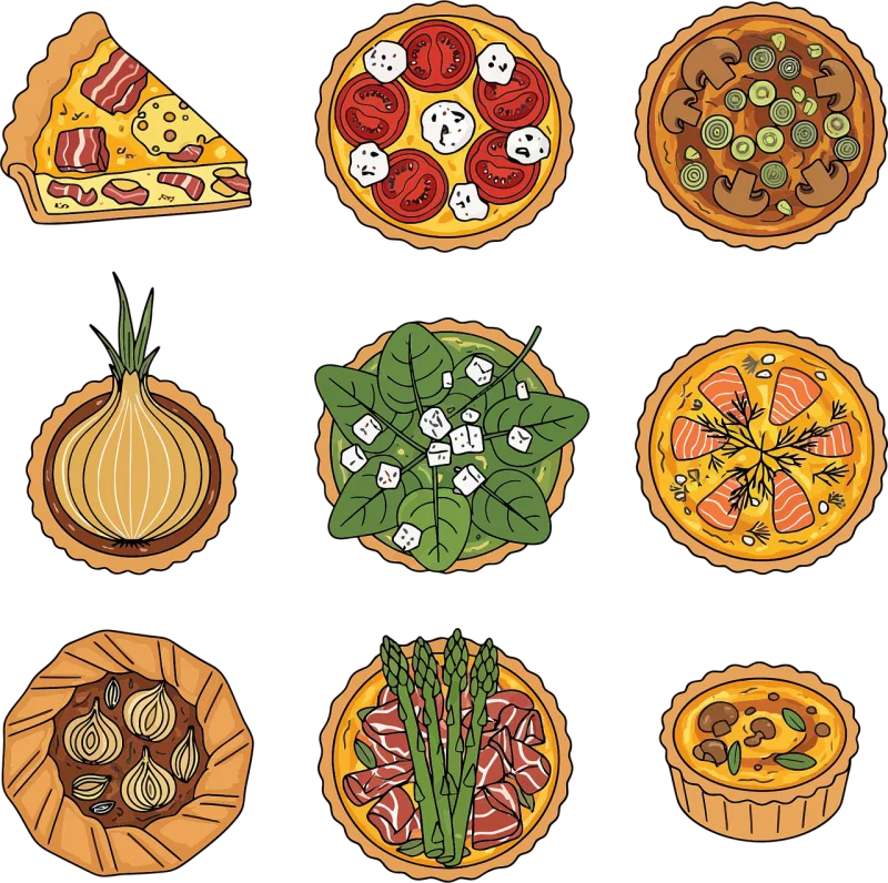 Savory tart Quiche Food Stickdatei – Natur
