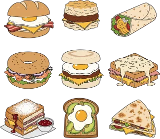 Breakfast Brunch Sandwich Stickdatei