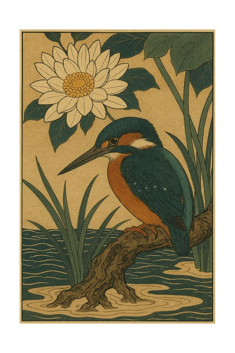 Japan Flower background Kingfisher Stickdatei – Blumen