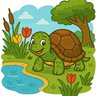 Turtle Cartoon turtle Pond illustration Stickdatei