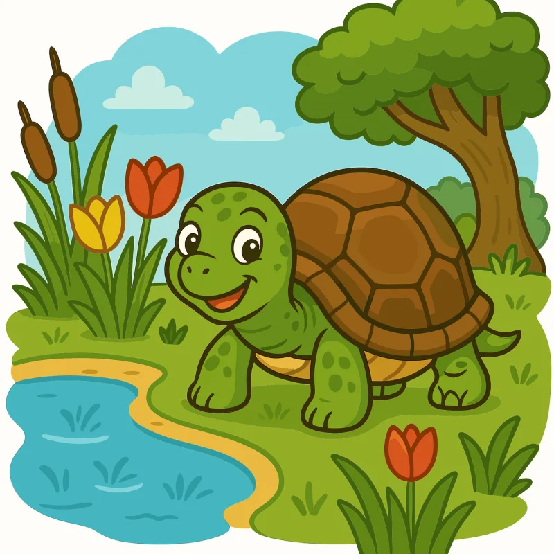 Turtle Cartoon turtle Pond illustration Stickdatei – Tiere