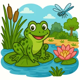 Frog Cartoon frog Pond illustration Stickdatei