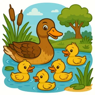 Duck Ducklings Pond Stickdatei