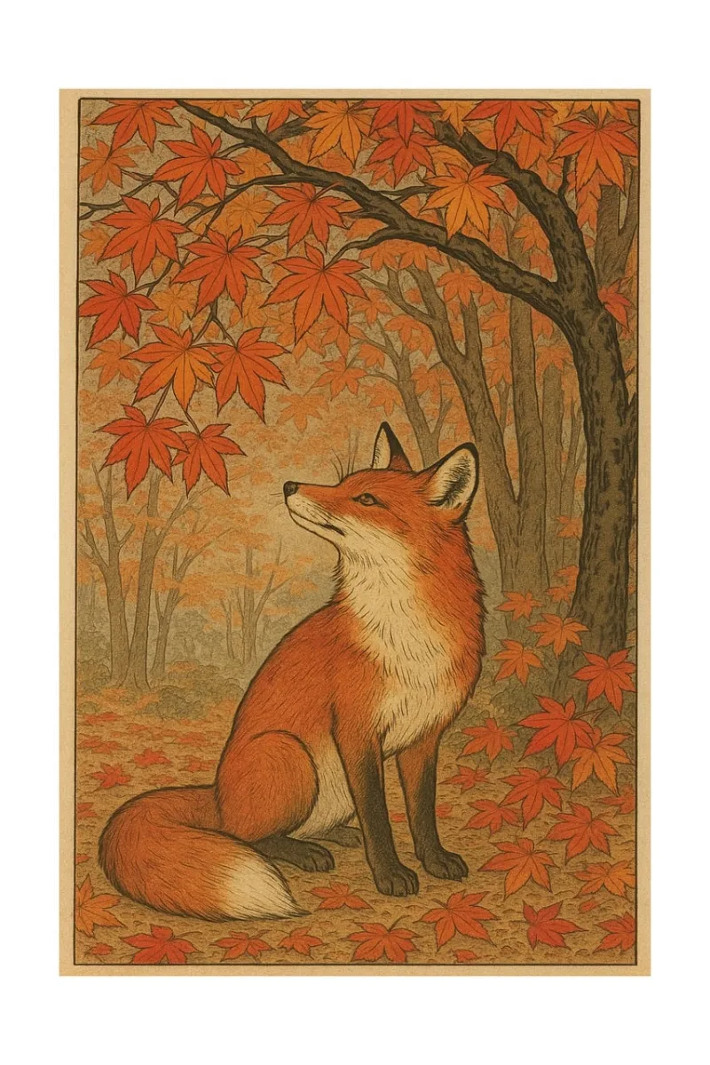 Fox Autumn Japan Stickdatei – Tiere