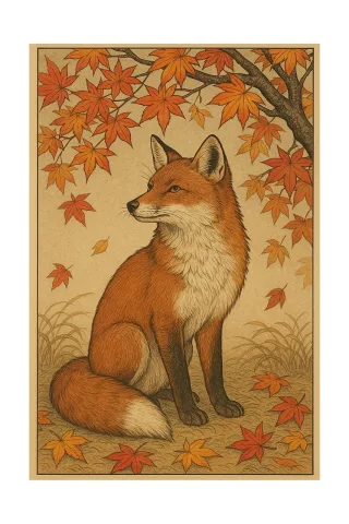 Fox Autumn Japan Stickdatei – Tiere