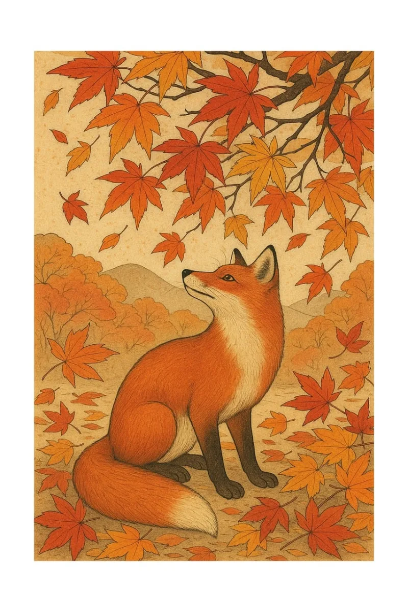 Fox Autumn Japan Stickdatei – Tiere
