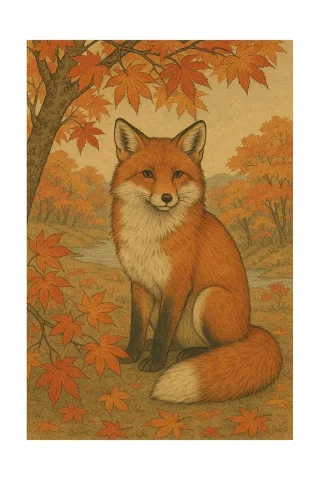 Fox Autumn Japan Stickdatei – Tiere