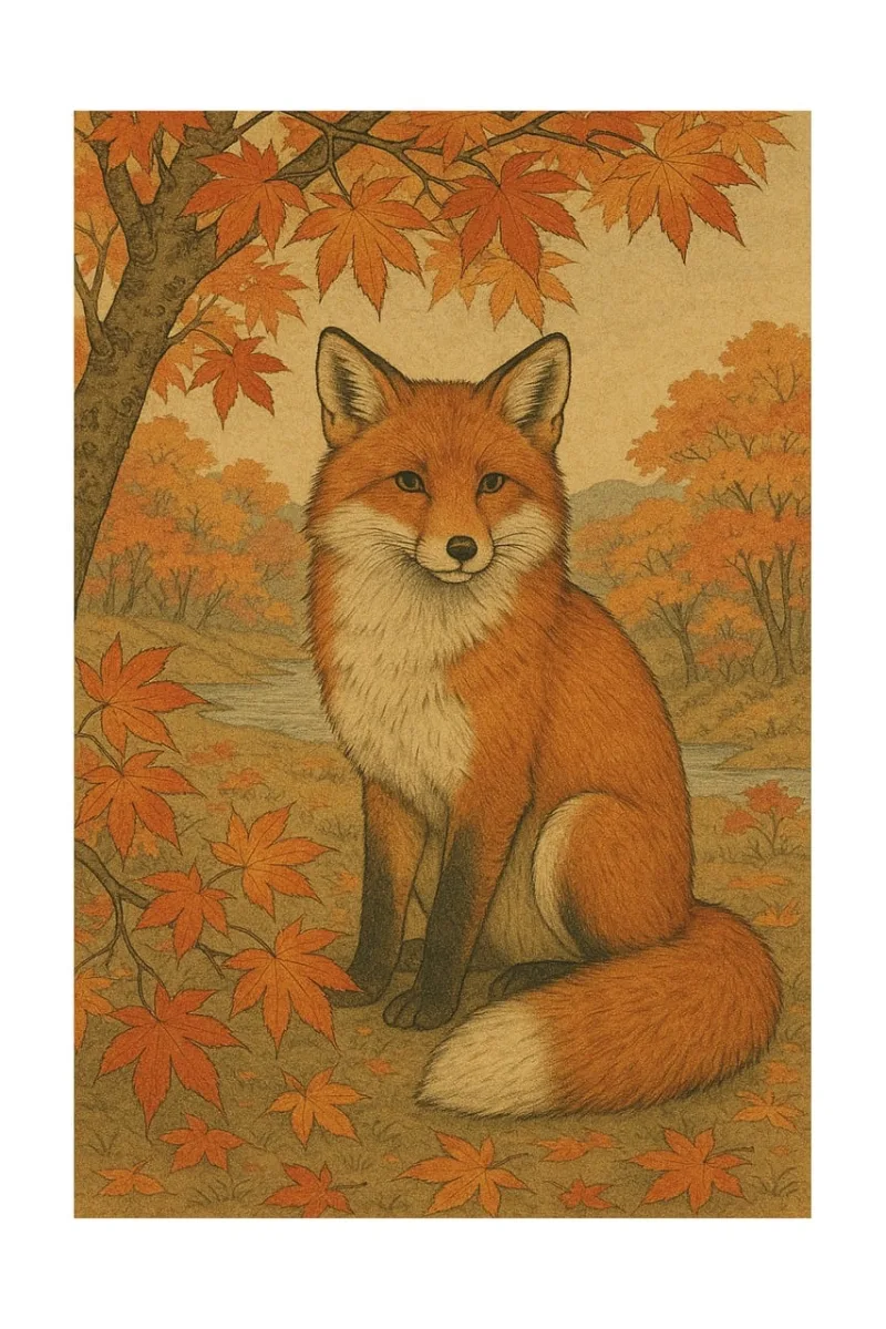 Fox Autumn Japan Stickdatei – Tiere