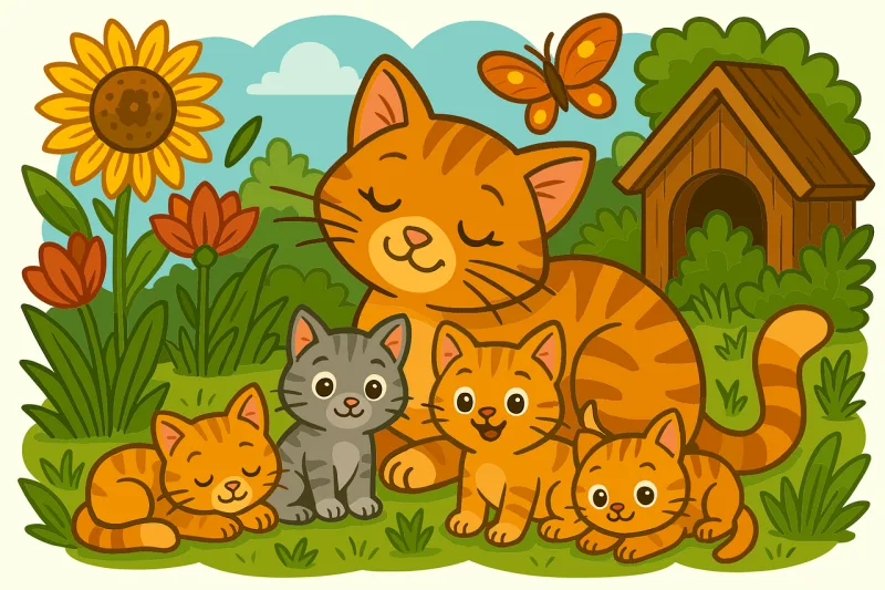 Cat Kittens Mother cat Stickdatei – Blumen