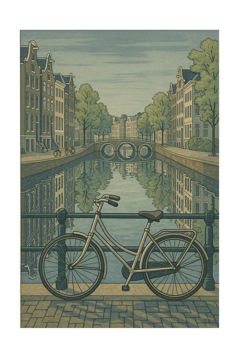 Amsterdam Amsterdam canal Bicycle on bridge Stickdatei – Fahrzeuge