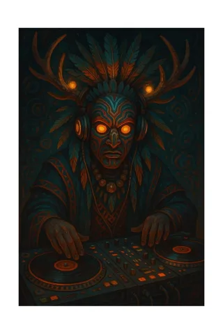 Tribal dj Shamanic art Neon glow Stickdatei