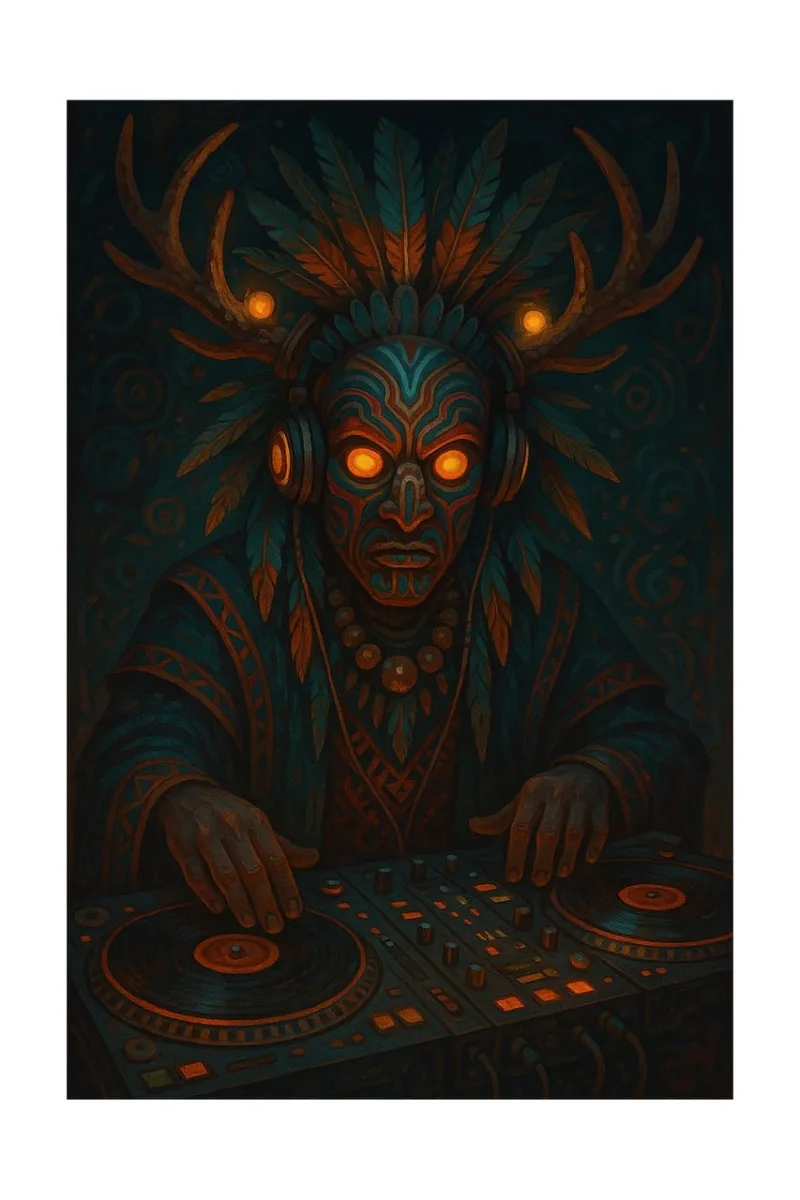 Tribal dj Shamanic art Neon glow Stickdatei – Musik