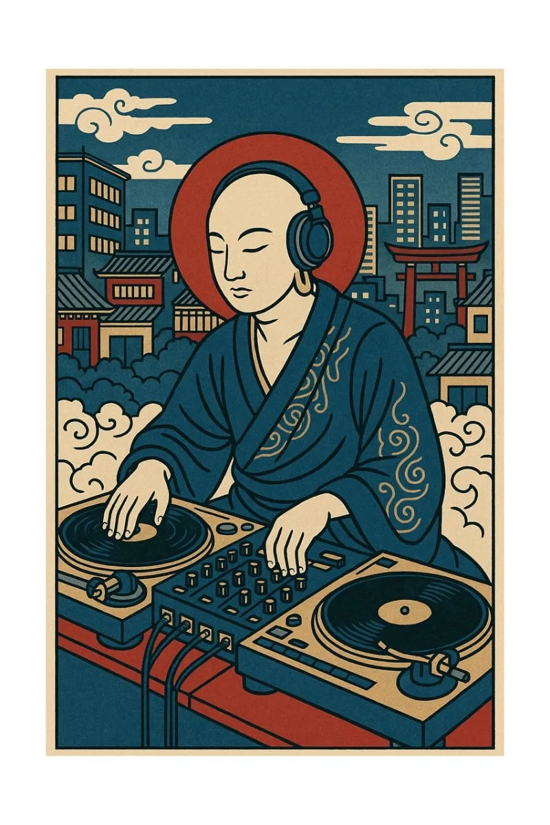 Zen dj Japanese art Buddhist dj Stickdatei – Musik