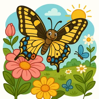 Butterfly Nature Flowers Stickdatei – Blumen