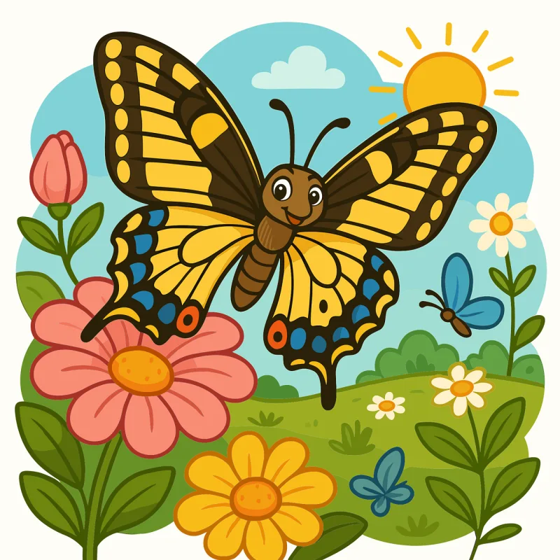 Butterfly Nature Flowers Stickdatei – Blumen
