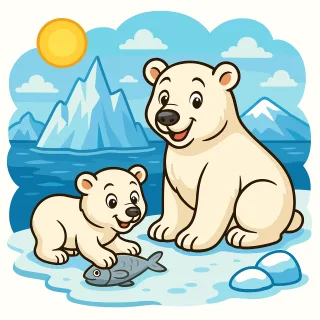 Polar bear Baby polar bear Cartoon polar bear Stickdatei