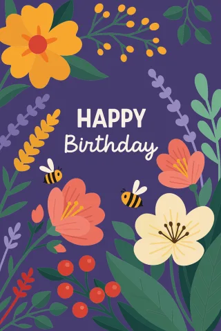 Happy birthday Birthday card Flower background Stickdatei