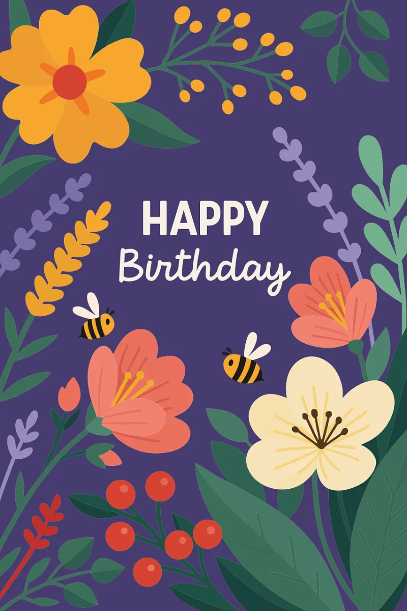 Happy birthday Birthday card Flower background Stickdatei – Blumen