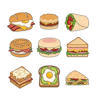 Sandwich Breakfast Brunch Stickdatei