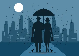 Rain Couple Walking Stickdatei – Herzen & Liebe