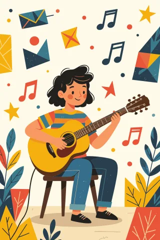 Musician Guitar Singing Stickdatei