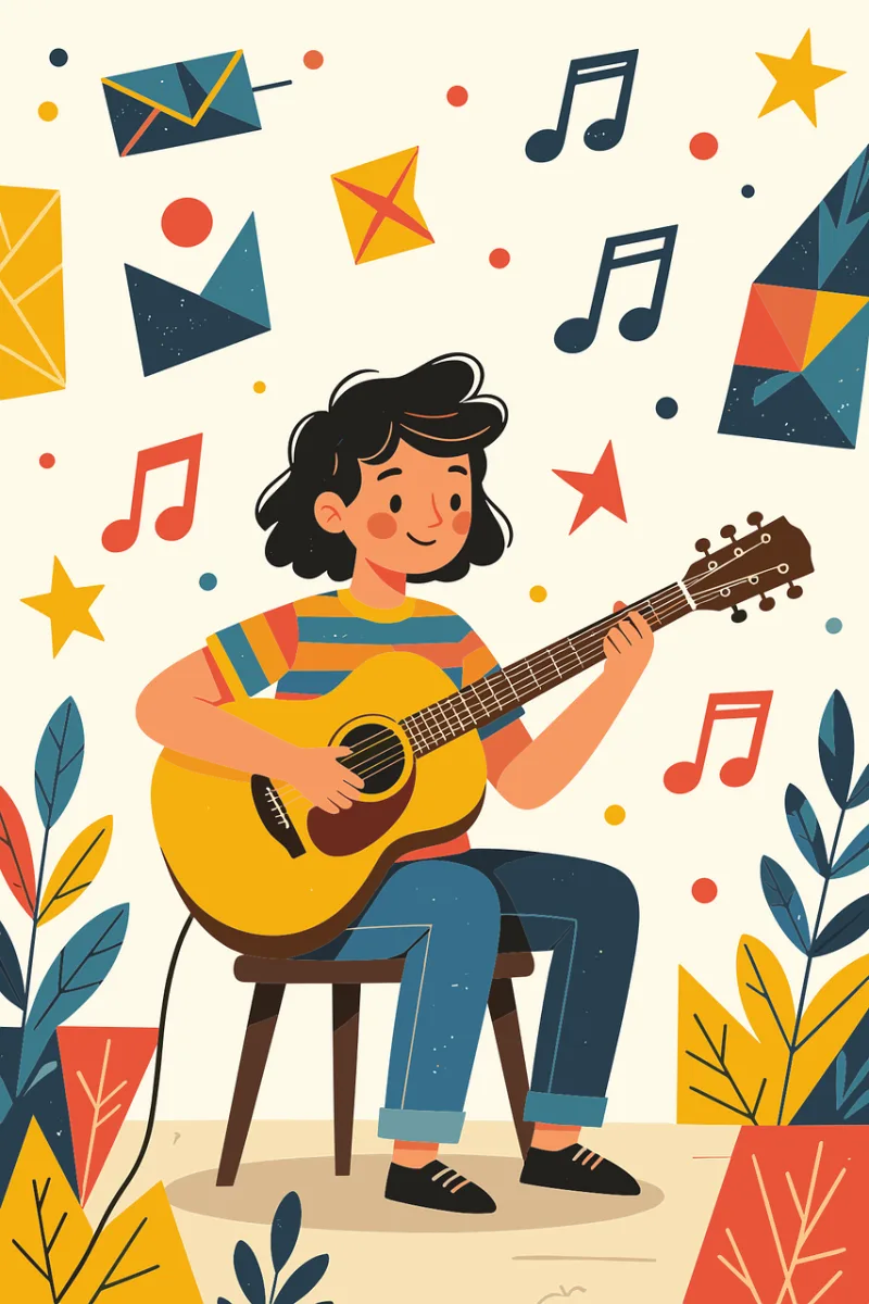 Musician Guitar Singing Stickdatei – Musik