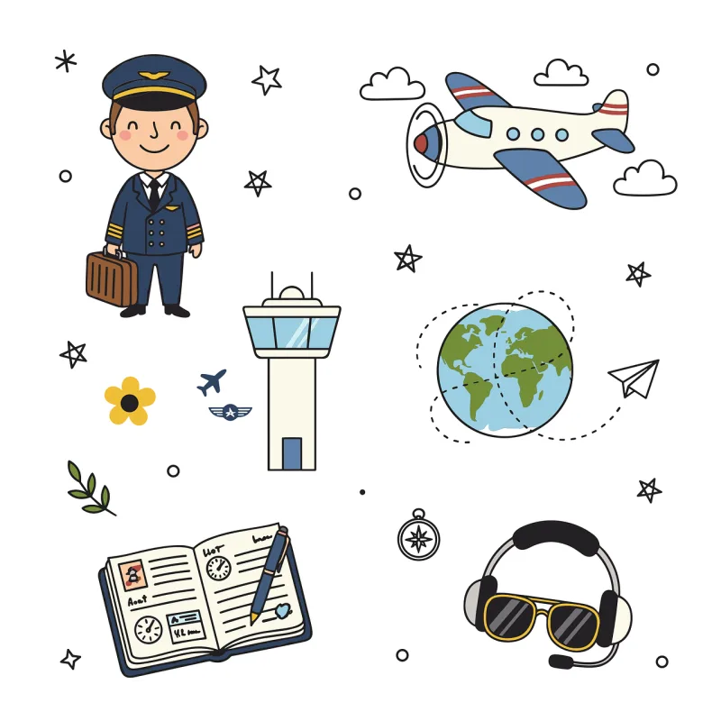 Pilot Nature Airplane Stickdatei – Kinder
