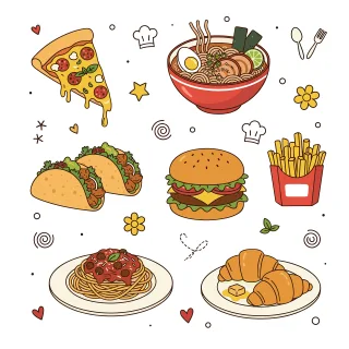 Food Pizza Ramen Stickdatei