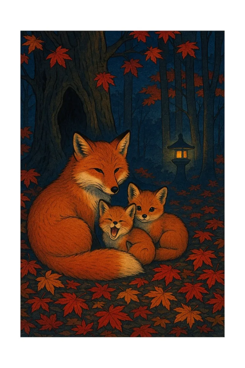 Fox Foxes Family Stickdatei – Tiere