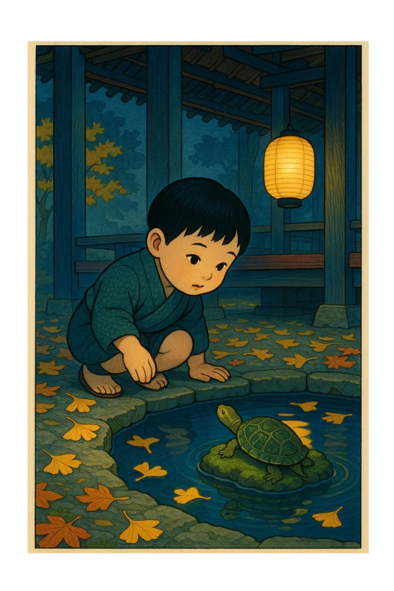 Boy Turtle Pond Stickdatei – Tiere